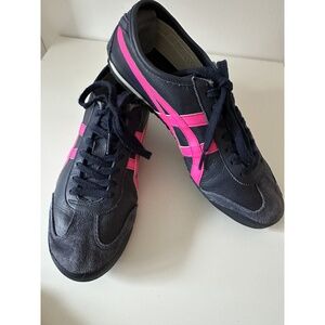 Onitsuka Tiger Mexico 66 Black Pink Leather Sneakers Womens 9.5